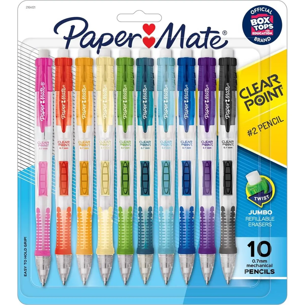 Paper Mate Side Click Clearpoint Mechanical Pencils - 0.7mm Lead, Bright Colorful Barrels, 10-Piece Pack, Jumbo Eraser, Stress Relief, Precise Writing/Drawing, Stationery Supplies for Office/Art Projects