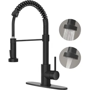 PHANCIR Modern Kitchen Faucet with Pull Down Sprayer Brushed Nickel Single Handle Compact Design Suitable for 1 or 3 Holes Fixtures