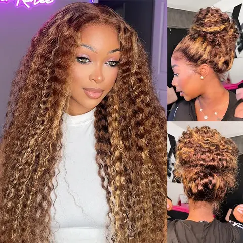 【 Effortless Spring/Summer Curls 】Hot Selling 360 Wig P4/27 Highlight Ombre Color Ashimary Invisi-Strap 360 Skin Lace Wig Water Wave Glueless Human Hair Pre Plucked