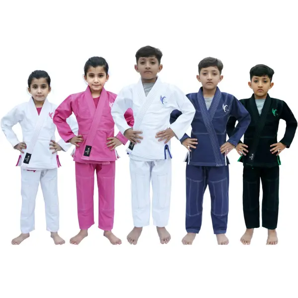 Children's Chocho BJJ Suit - Pre-Shrunk Cotton Pearl Weave Brazilian Jiu Jitsu Uniform, Double Twisted High Quality Yarn Blend, Adjustable Reinforced MMA Grappling Kimono, Contrast Panels, Free Belt Included, Junior Sizes for Durability, Strength, Styling