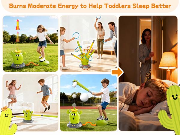 Borledor 4-in-1 Remote Control Cactus Toy Set - Musical Bouncing Game with Ring Toss, Baseball, and Rocket Launcher, Perfect for Thanksgiving Family Fun, Active Play Indoors and Outdoors for Ages 3 and Up