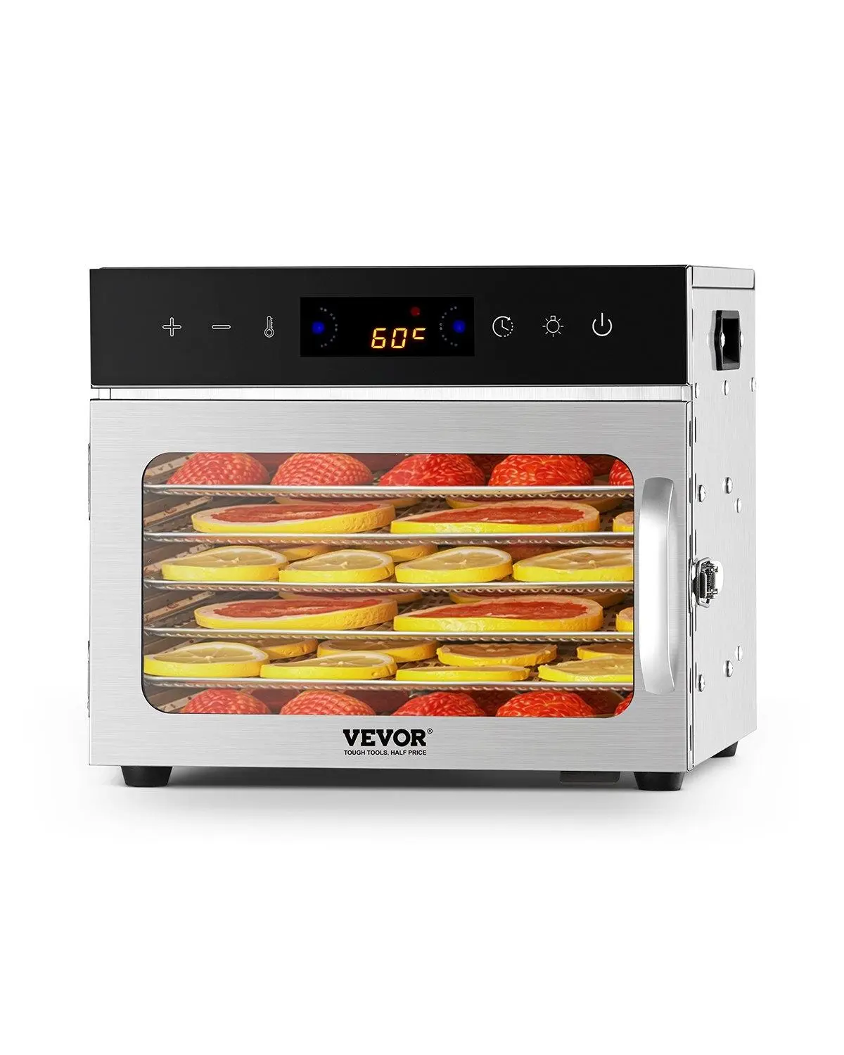 【Summerfinds】VEVOR Food Dehydrator Machine,  6 Stainless Steel Trays, 400W Electric Food Dryer with Adjustable Temperature & 24-Hour Timer, Freeze Dryer for Jerky, Meat, Fruit, Vegetables, Herbs, Dog Treats