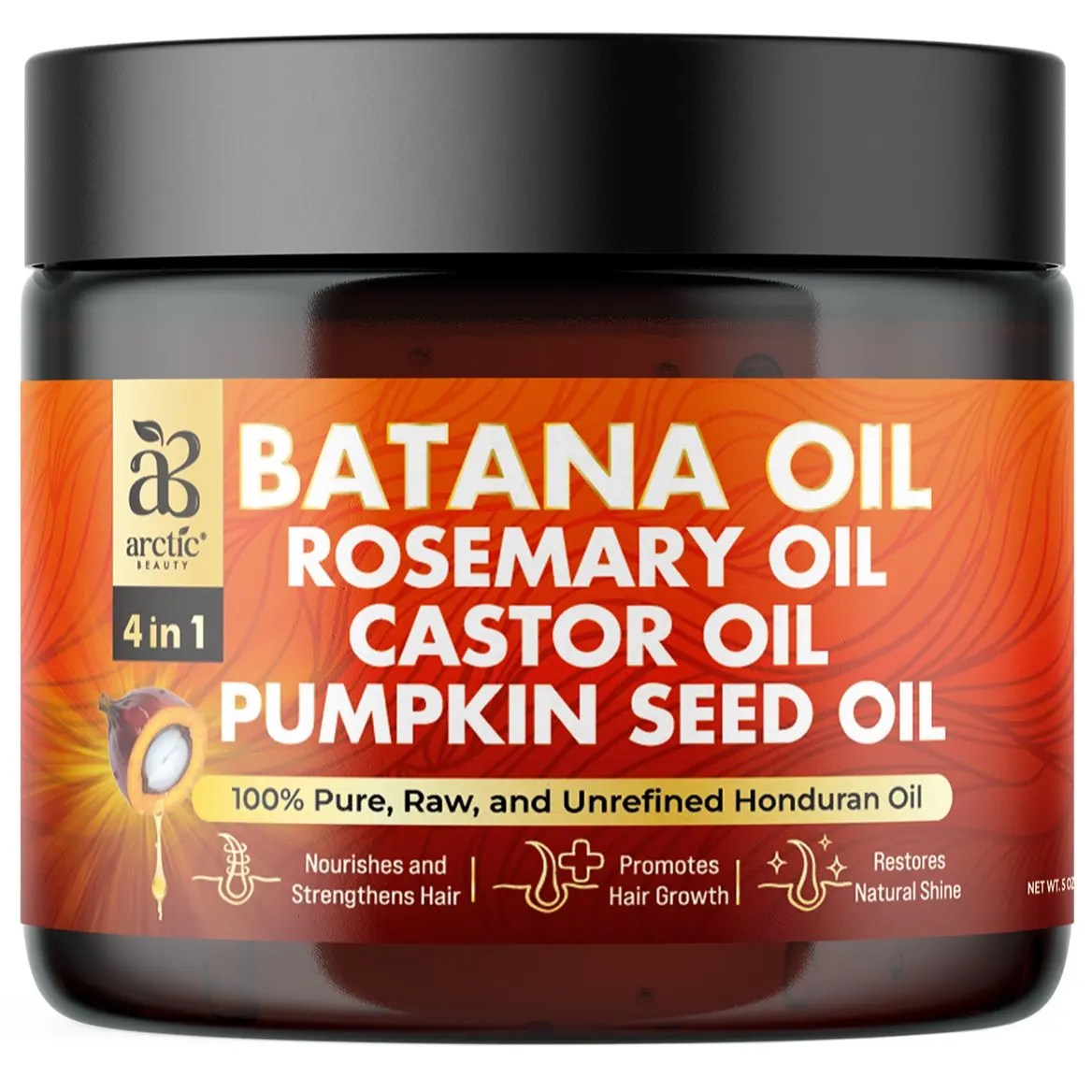 4-in-1 Batana Oil (Scalp & Hair Oil) - Arctic Beauty Hair Growth Support with Rosemary Oil, Castor Oil, & Pumpkin Seed Oil - (5 oz)