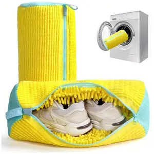 Shoe Washing Machine Bag Mesh Design with 20000 Fluffy Fibers for All Shoe Sizes Reusable Durable Laundry Bag for Sneakers and Casual Shoes Mesh zipper