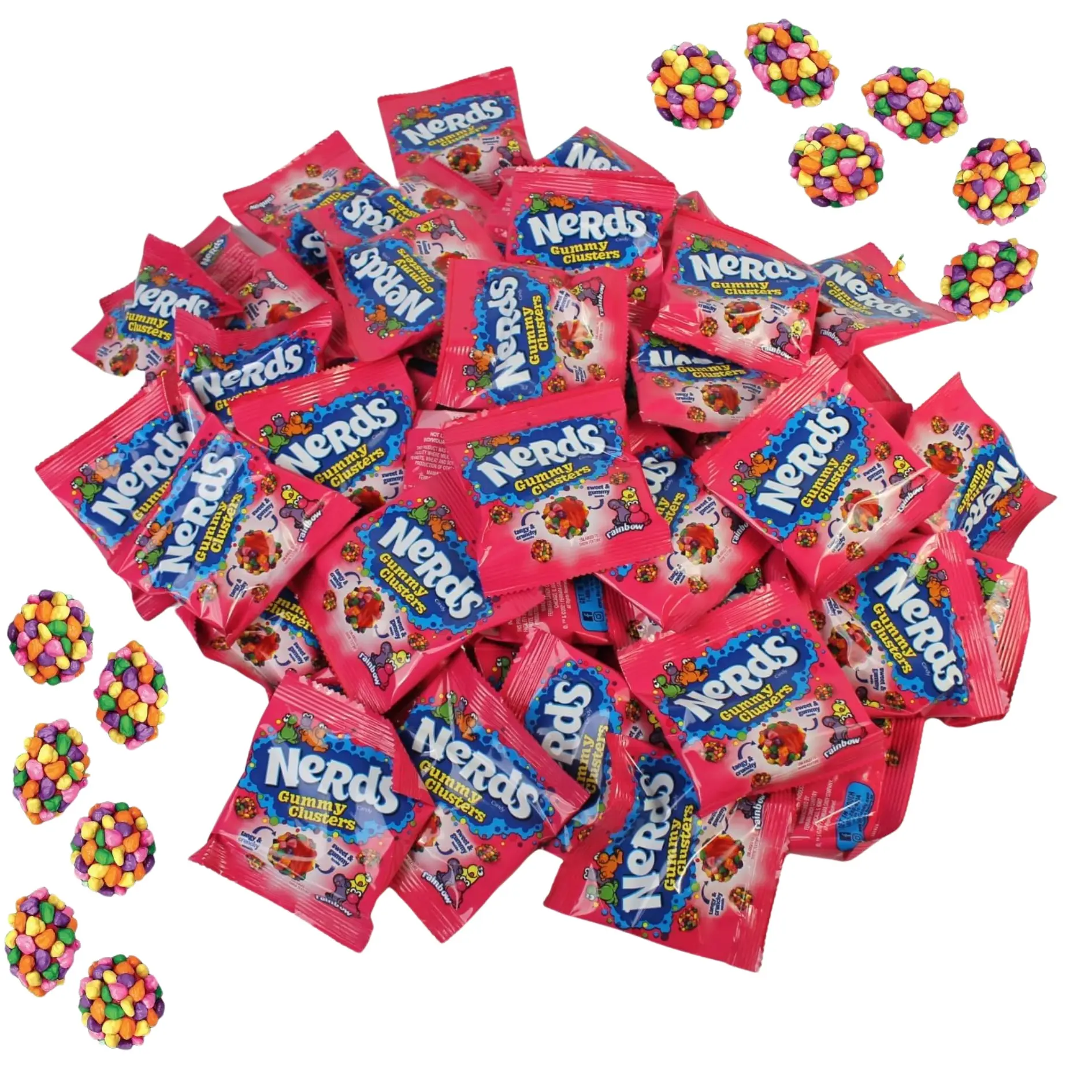 Gummy Clusters Bulk Individually Wrapped Candy - Treat Size Bags - Rainbow Candies - Bulk Gummy Candy Pack - Crunchy Tangy and Sweet with a Chewy Interior
