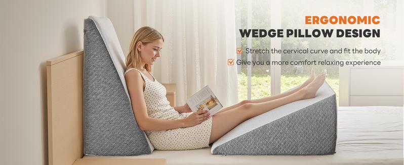Wedge Pillow, Body Pillow for Sleep Apnea, Neck Pain Relief, Post Surgery, Sleeping Comfort, Acid Reflux, Heartburn, Back Pain Relief and Snoring