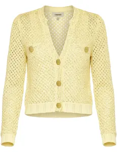 L'AGENCE Blanca Sequin Cropped Sequin Cardigan in Lemon Sorbet