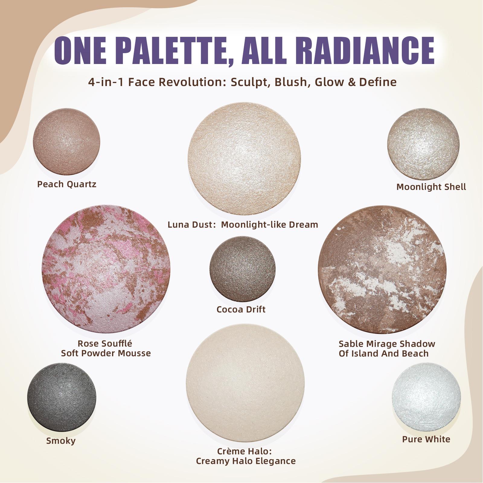 BOTAGUS 9-in-1 Baked Face Palette - Baked Blush Bronzer 2 Highlighters 5 Eyeshadows No Caking Creasing Long Lasting Blendable Beginner Friendly Travel Makeup Palette for Full Face Glow BOTAGUS 9-in-1 Baked Face Palette - Baked Blush Bronzer 2 Highlighters 5 Eyeshadows No Caking Creasing Long Lasting Blendable Beginner Friendly Travel Makeup Palette for Full Face Glow