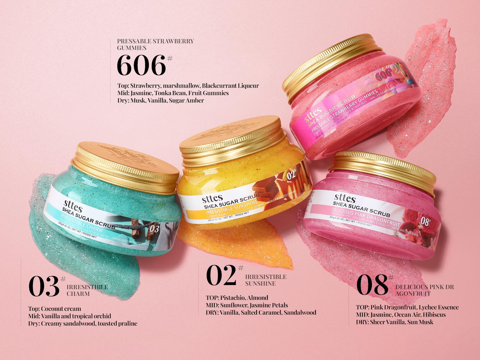 New！Sttes Shea Sugar Body Scrub #02 (Irresistible Sunshine) – Exfoliating Pistachio & Salted Caramel Scent Shower Treatment 250g