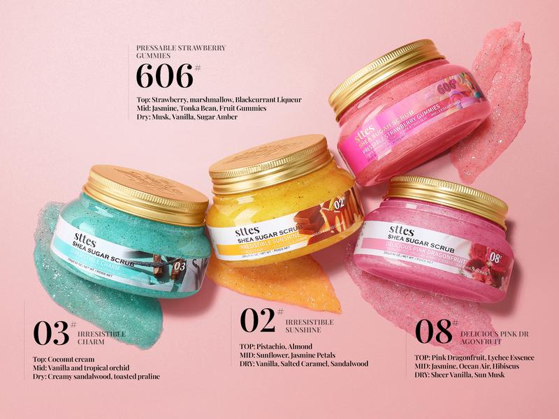 New！Sttes Shea Sugar Body Scrub #02 (Irresistible Sunshine) – Exfoliating Pistachio & Salted Caramel Scent Shower Treatment 250g