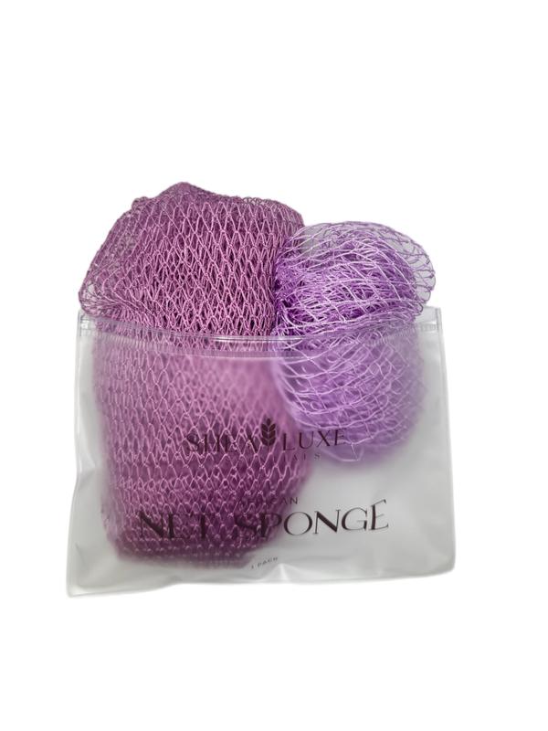 Face & Body African Exfoliating Net Sponge Duo -Mini Face + Full-Length Body Sponge (2-pack)