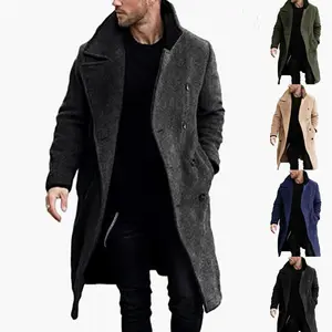 23 Autumn Winter Woolen Men's Long Coat Multi-Color Multi-Size Woolen Trench Coat European Version Double-Breasted Jacket