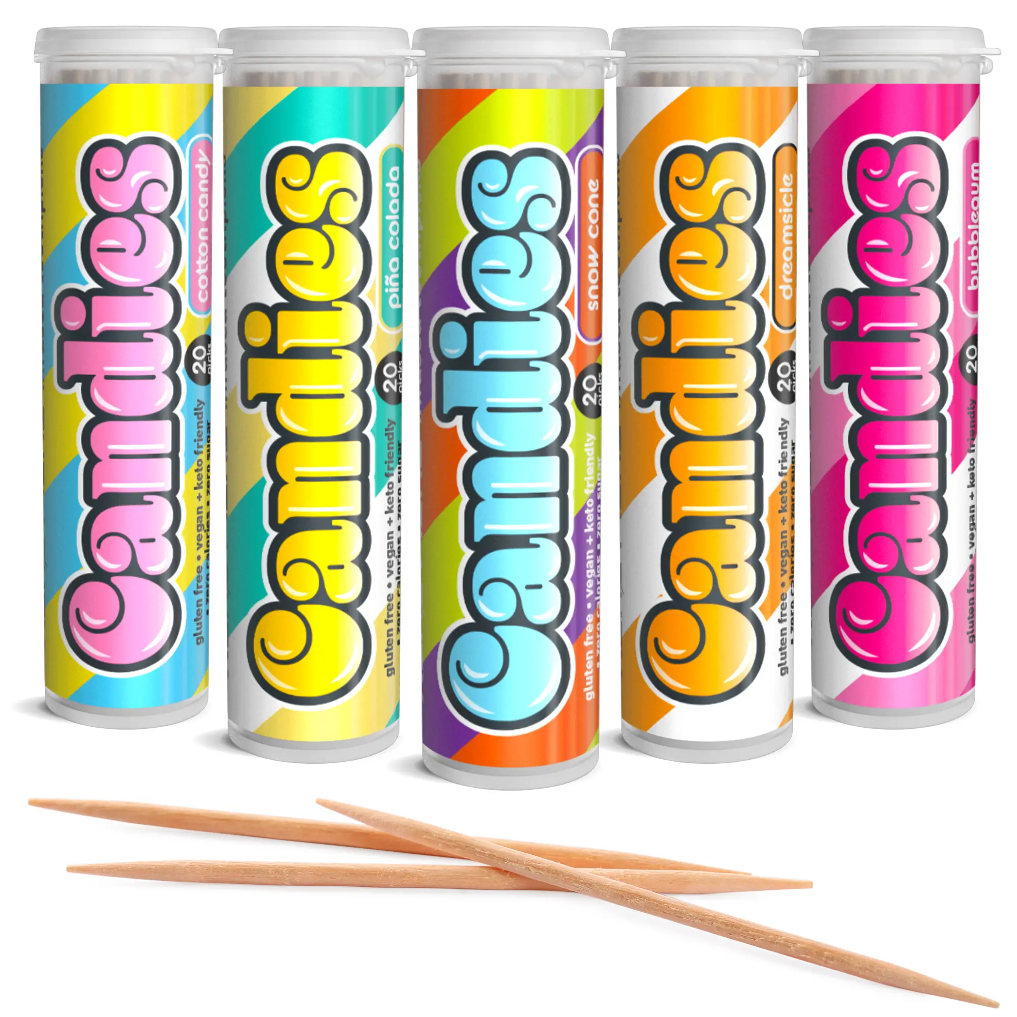 Xero Picks Sweet-Flavored Toothpicks - Sugar-Free Healthy Snacks with Strawberry, Peanut, Cotton Flavors for Candy Love Cravings (Health & Wellness Supplement Alternative)