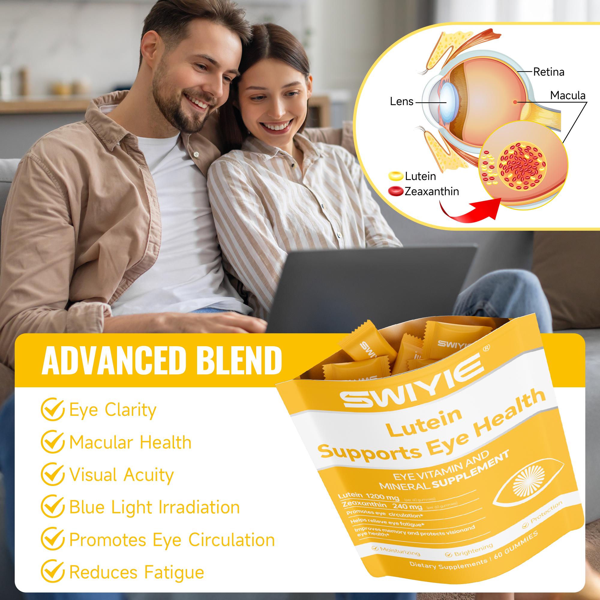 Swiyie Lutein & Zeaxanthin Gummies – Blue Light Defense, Vision Support, Berry Flavor，Eye Health Supplement with Astaxanthin, Vitamin A C E –  – 60 Gummies Healthcare Dietary Fitness Edible