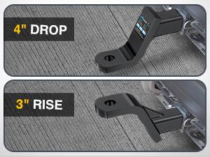 Nilight Trailer Hitch Ball Mount with 5/8" Hitch Pin Clip Fits 2 Inch Receiver Square 7500 lbs 4" Drop, 3” Rise, 1” Hole, Gloss Black Powder Coast