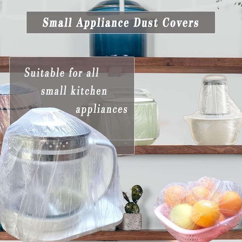 50 Counts Clear Disposable Dust Cover, Dustproof with Elastic for Air Fryer, Blender, Oven, Pressure Cooker, Coffee Maker,  Toaster, Slow Cooker Accessories cloth durable, Thickened Appliance Dust Covers for Kitchen Household Furniture, Practical