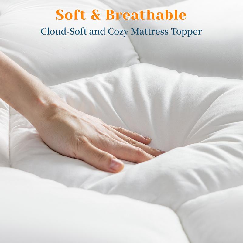 3 Inch Mattress Topper for Back Pain, 1000GSM Ultra Thick & Soft Mattress Pad with Deep Pocket for 8-12", Quilted Breathable Mattress Protector Cover Bed Pad, King, Queen, Full, Twin XL, White