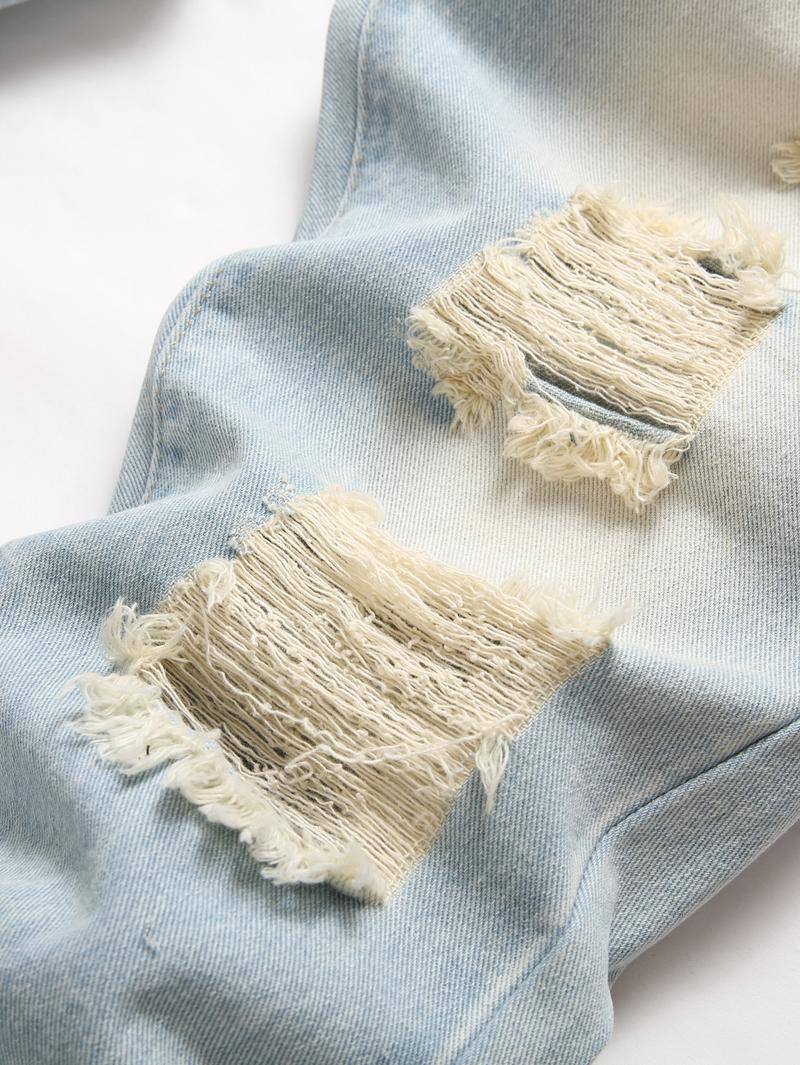 Men's Straight-Leg Ripped Jeans Four Seasons Comfortable Casual Black light blue dark blue gray Slim Fit Vintage Pantalones Para Hombre Washed Denim Pants in Various Colors