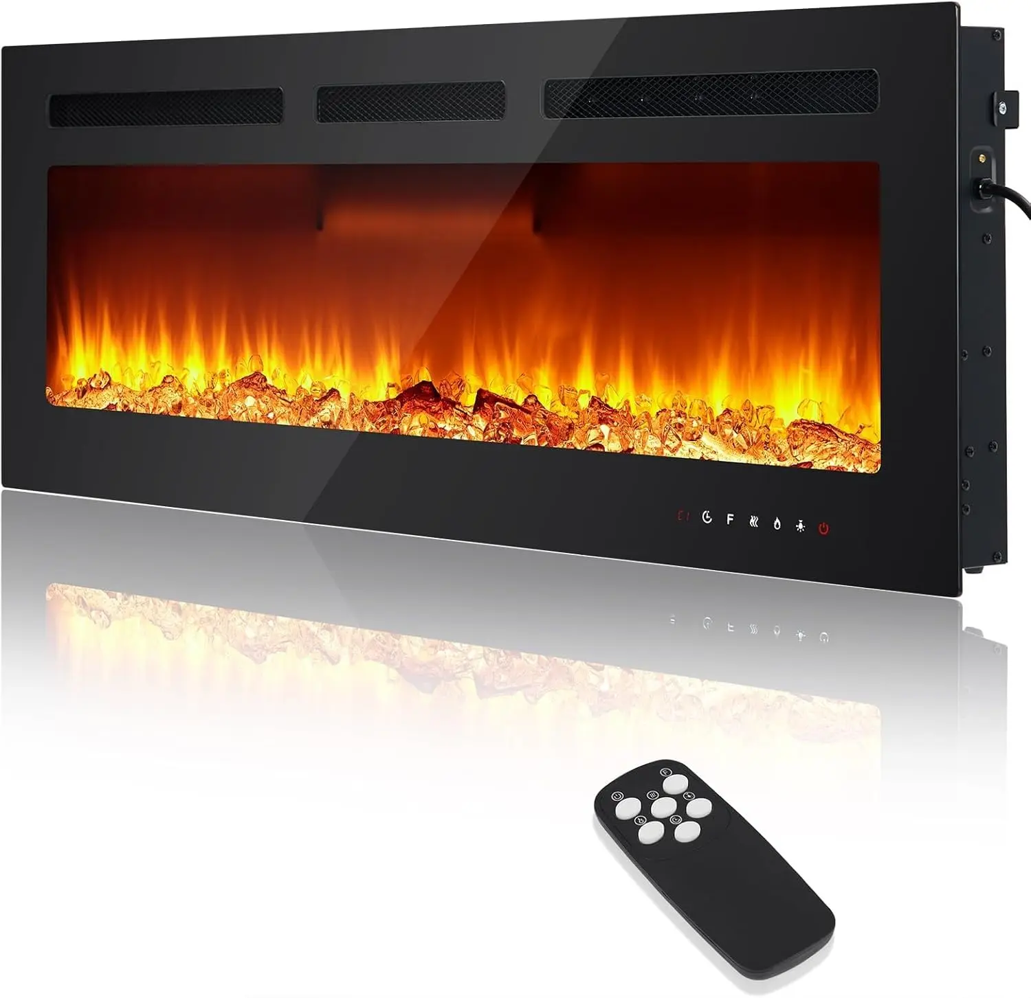 30 Inch Electric Fireplace Wall Mounted/Recessed, Ultra-Slim 4" Profile, 12-Color Realistic Flame, Remote + Touch Control, Timer 1-8 Hrs, Electric Fireplace Insert for 400 sq ft Rooms