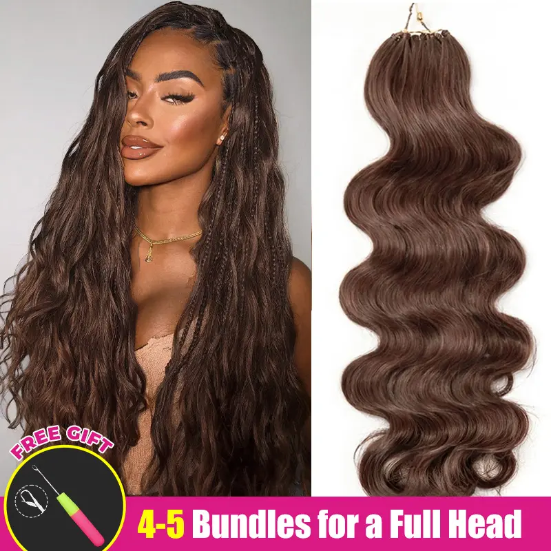 ISEE HAIR Body Wave #4 Chocolate Brown Crochet Braid Hair Extensions for Miracle Knots Human Hair Extensions Pre-Separated 50g/Pack (32-38 Strands Per Pack）– Knotless Boho Braids Vacation Hair #Summervibe#ISEECrochetNewArrivals