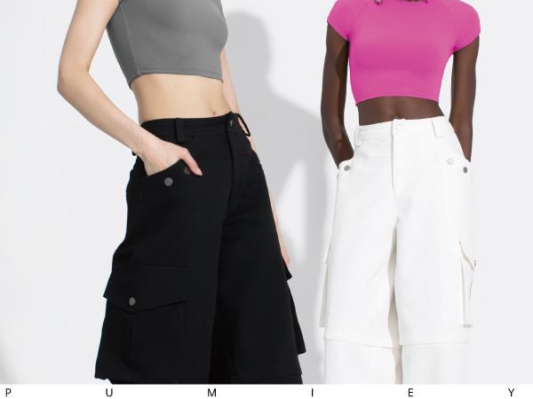 PUMIEY White Crop Top Crew Neck T Shirt Women's Short Sleeve Sexy Tee, Great Style with light blue jean shorts