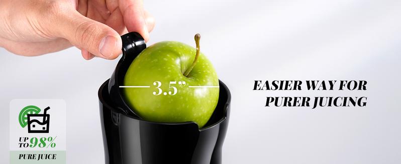 GDOR Cold Press Juicer with 5.3" Wide Feed Chute 150NM Powerful Motor Slow Masticating Extractor High Juice Yield Easy to Clean Fits Whole Fruits & Vegetables Black