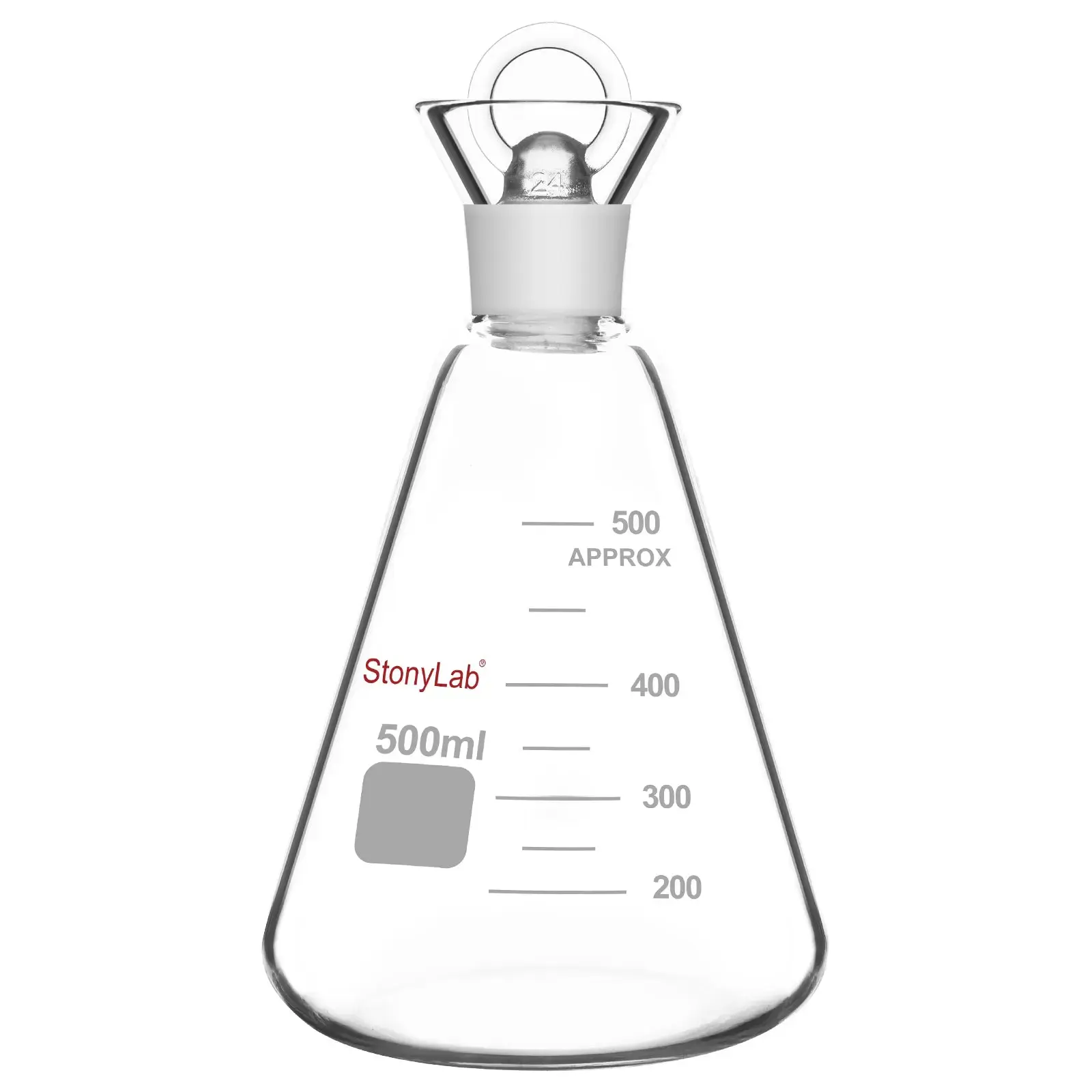500ml Wide-Mouth Sealed Glass Iodine Flask with Standard Ground Glass Stopper - Chemical-Resistant, Accurate, Durable Flask-Shape Kitchen Vacuum Drinkware for Laboratory Solution Use
