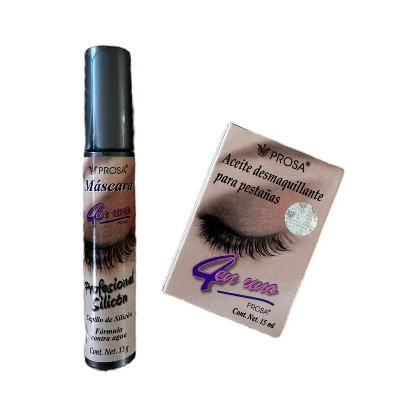 PROSA Silicone Mascara and Eyelash Makeup Remover Oil Set, 13 g Mascara + 15 ml Lash Makeup Remover Oil, 2-Piece Cosmetic Set