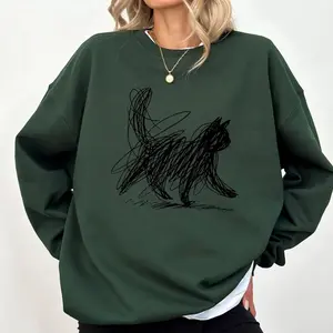 Minimalist cat Art Sweatshirt
