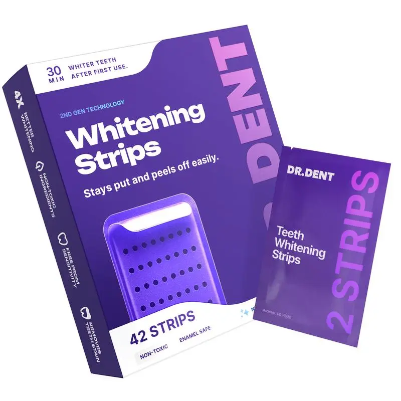 2026 New DRDENT Purple Teeth Whitening Strips - 42 strips 21 Whitening Sessions - Safe for Enamel - Tooth Stain Treatment - Non Sensitive Teeth Whitening - Peroxide-Free