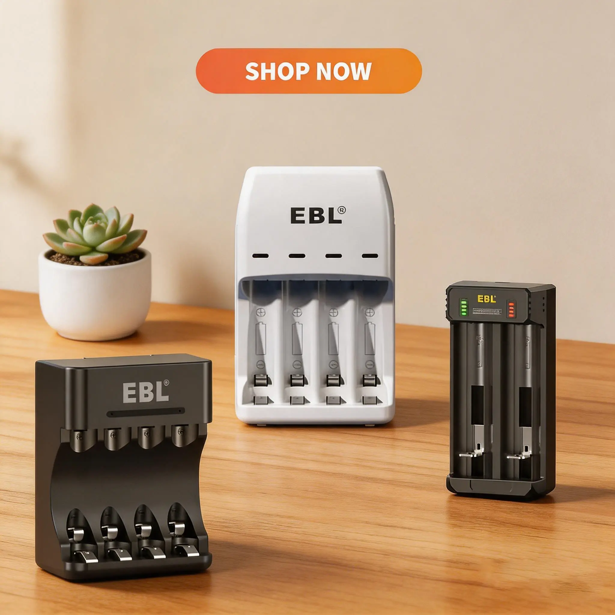 EBL Smart Battery Charger With Independent Charging Slots, Universal Compatibility For Ni-MH & Lithium-Ion Rechargeable Battery Cells