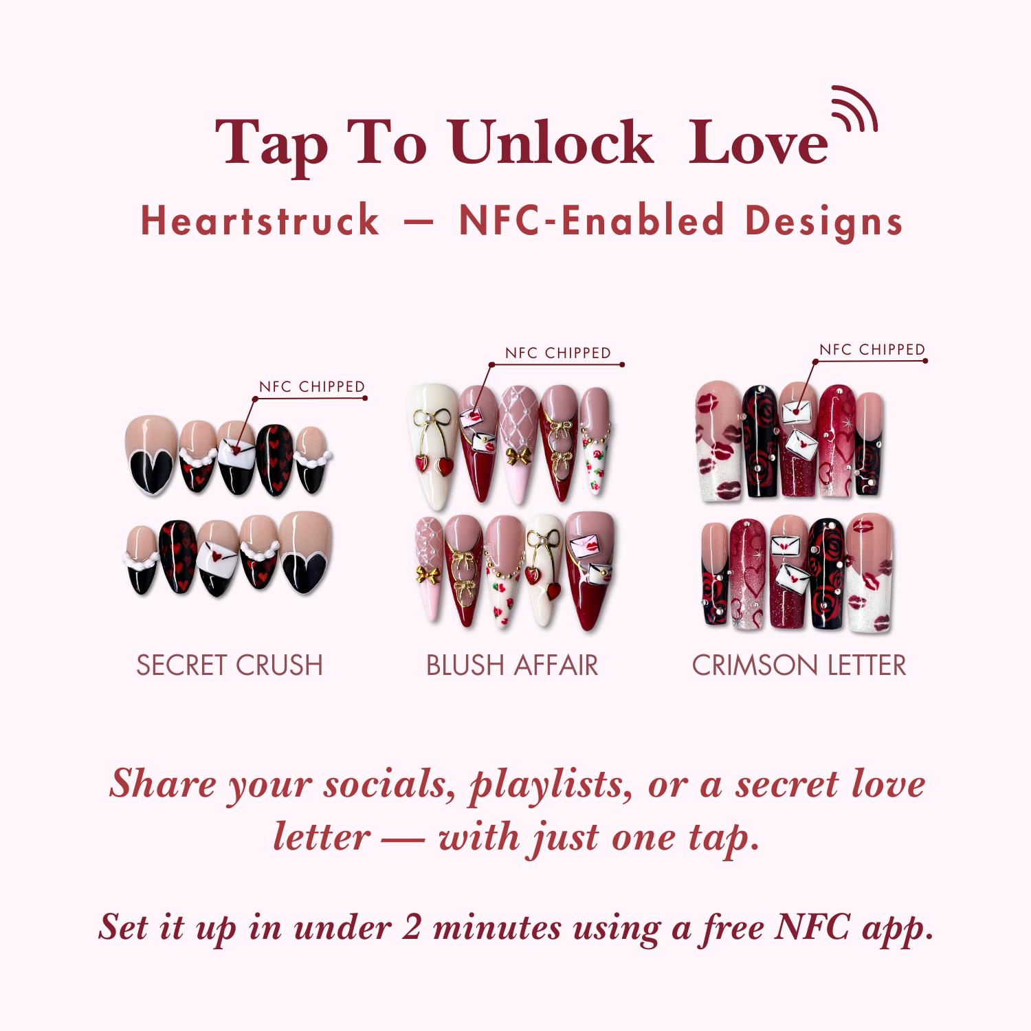 NailPhoria HEARTSTRUCK Collection - Valentine Handmade Press-On Nails | Reusable, Salon-Quality, Long-Lasting, Glossy Design