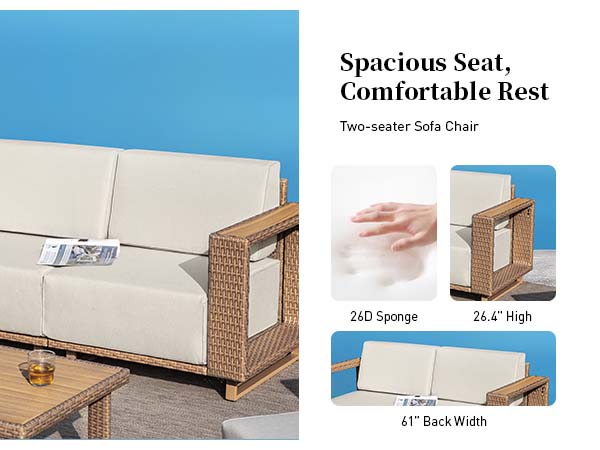 Phivilla Home Outdoor Patio Furniture Set - Sectional Rattan Wicker Sofa Couch, 10" Thick Waterproof Cushions, Assembly Required, Garden Use, SpringGlowUp