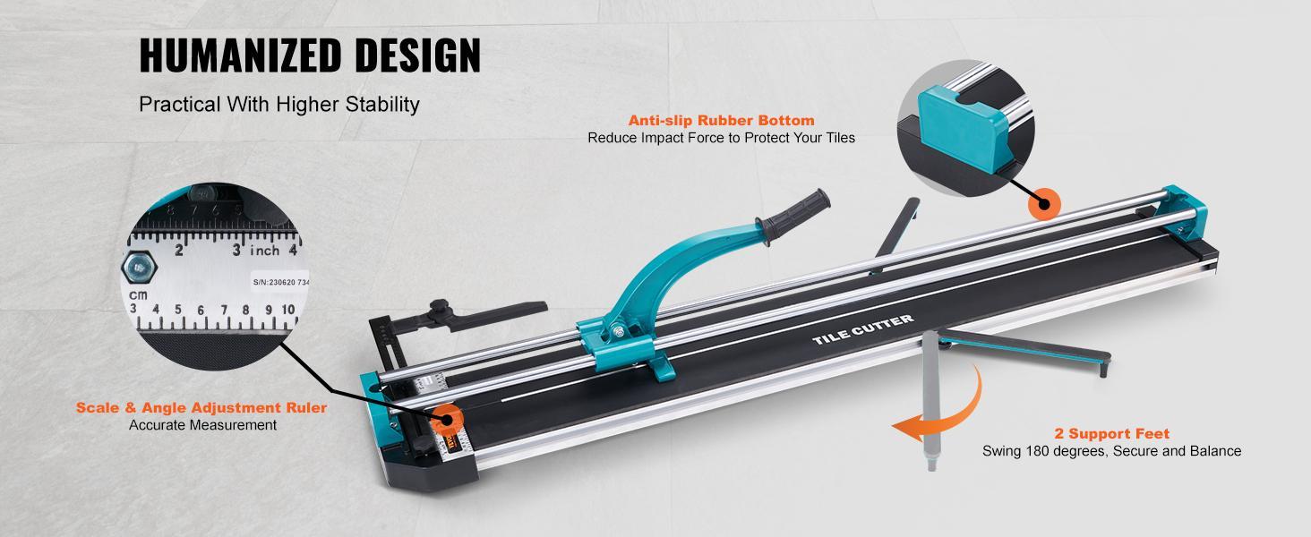 VEVOR Manual Tile Cutter 48 Inch Porcelain Ceramic Tile Cutter with Tungsten Carbide Cutting Wheel, TikTokShopBlackFriday, Infrared Positioning, Anti-Skid Feet, Double Rails  VEVOR Super Brand Day