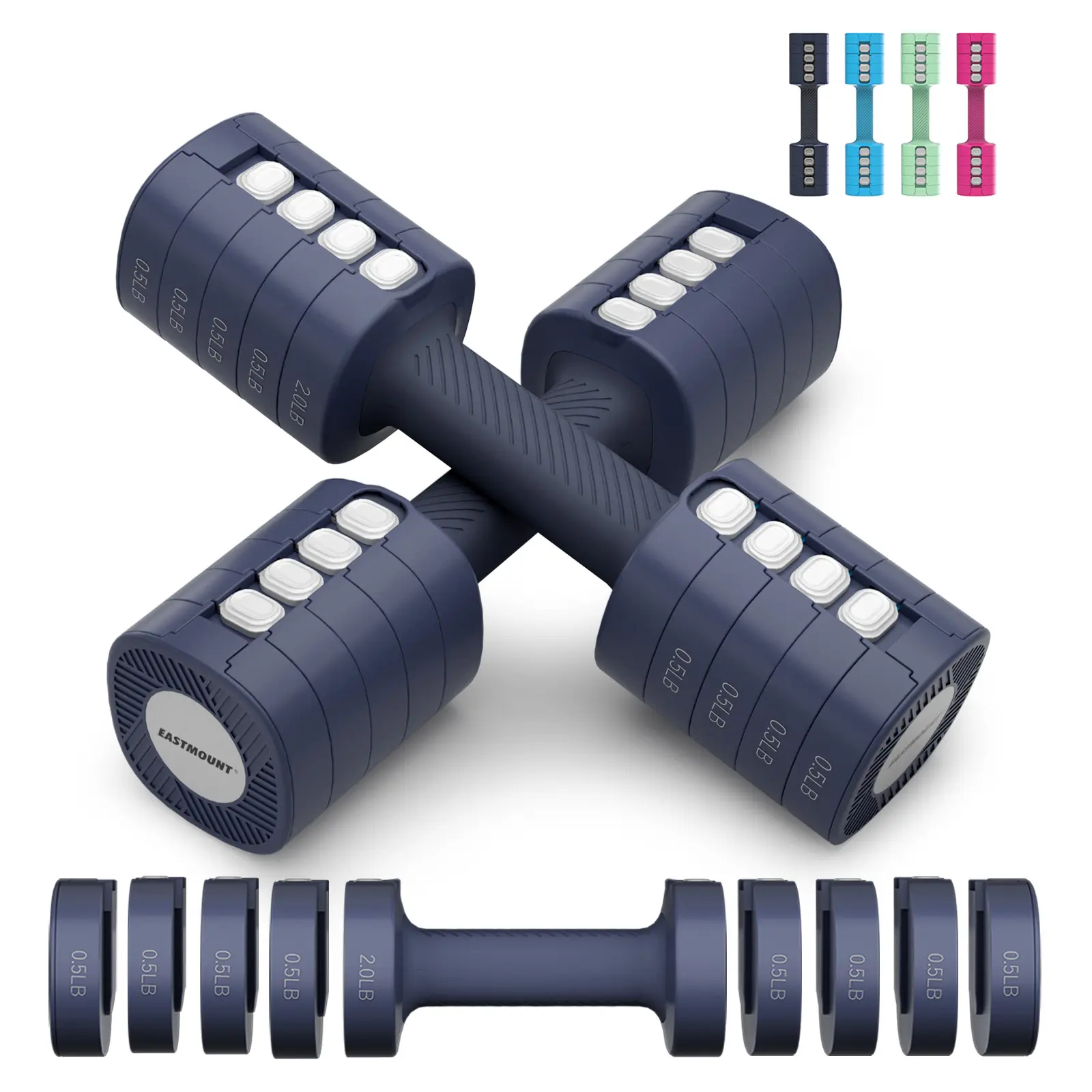 EAST MOUNT Dumbbells Set of 2, 12LB Total (2-6LB Each) Home Fitness Equipment with 5-in-1 Non-Slip TPU Handle for Full Body Workout, Arm Strength Training & Home Gym Use, Dumbbell Workout, Adjustable Weights Dumbbells