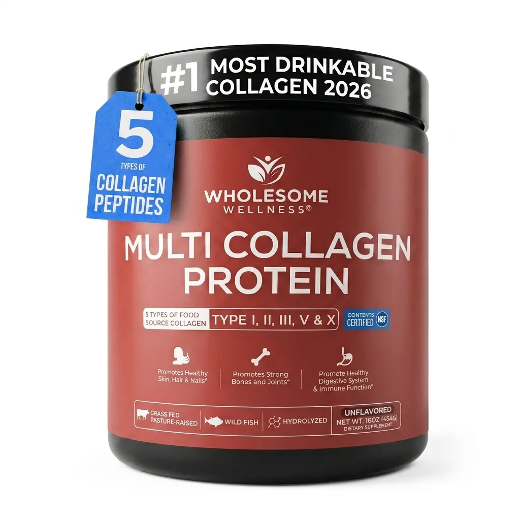 Multi Collagen Protein Powder Hydrolyzed (Type I II III V X) Grass-Fed All-in-One Super Bone Broth + Collagen Peptides - Premium Blend of Grass-Fed Beef, Chicken, Wild Fish, Eggshell Collagen