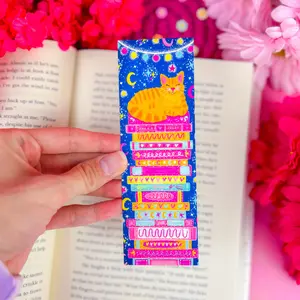 Late Night Cat Book Stack Bookmark