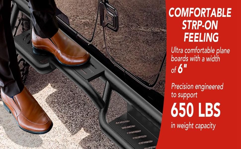 GARVEE Running Boards Compatible with 2007-2018 Jeep Wrangler JK JKU Unlimited 2 Doors, Black Powder Coated Steel Nerf Bar, Two Stairs, 6 Inch Side Steps