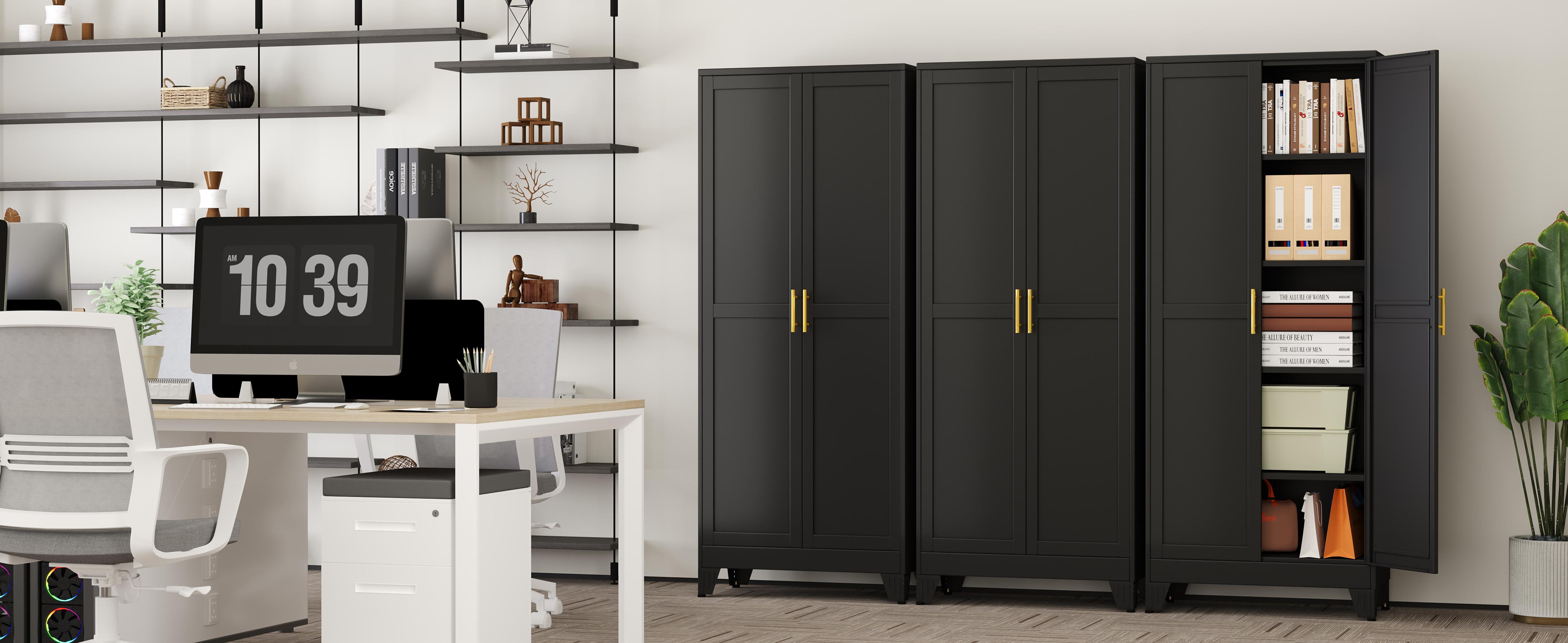 75.2" & 70.8" Tall Metal Kitchen Pantry Storage Cabinets with 2 Door and 5 Adjustable Shelves Cupboard for Kitchen Dining Room Living Room and Bathroom