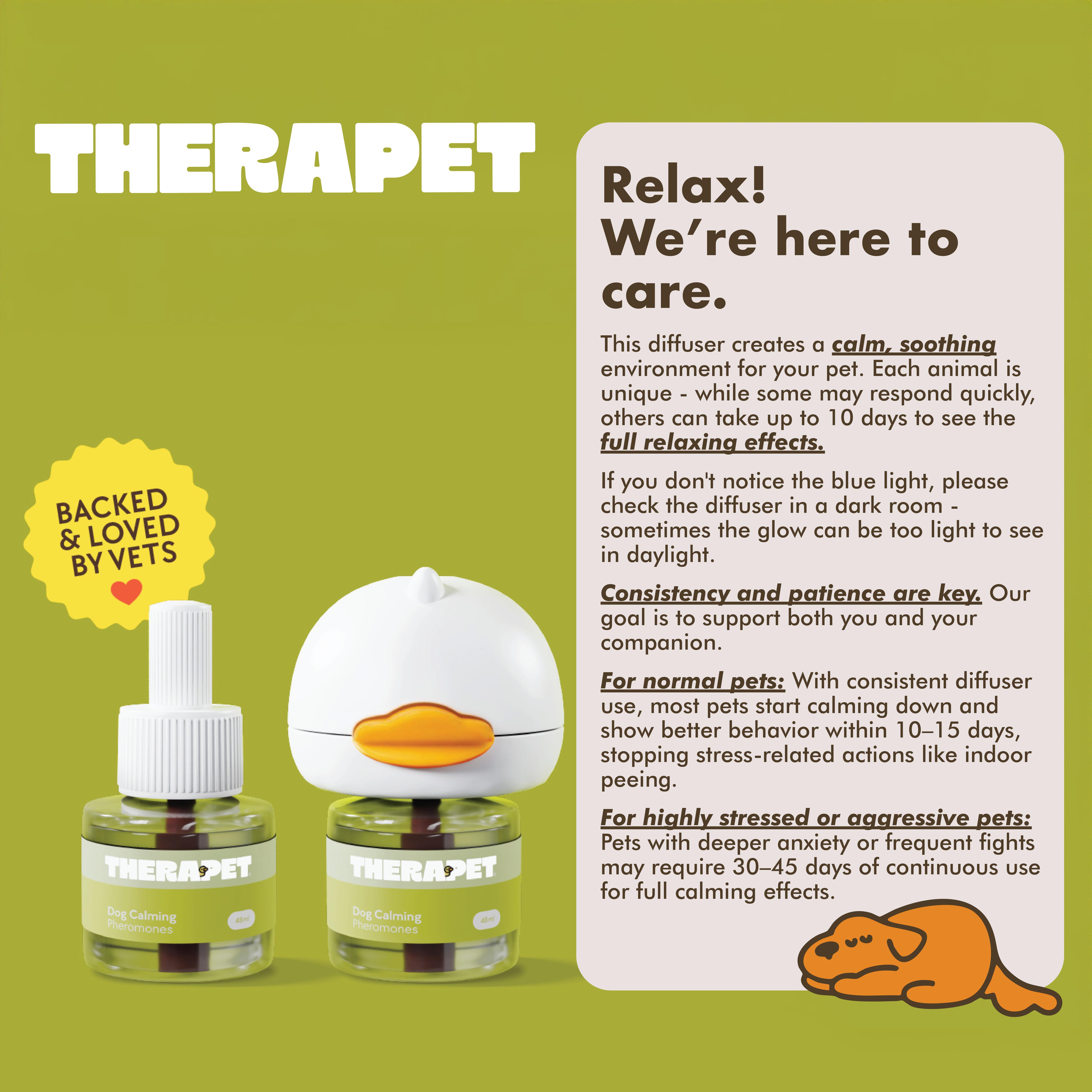 TherapetMD 60-Day Dog Calming Diffuser - Helps with Stress, Destructive Behavior, Pee Accidents, Separation Anxiety, Barking, Aggression & Chewing - 60-Day Refill Included - Packaging May Vary - Results May Vary