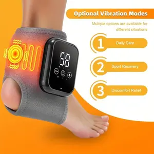 Three-level adjustable ankle heating pad with vibration function, rechargeable wireless design, unisex, ideal for Achilles tendon heat therapy and relieving foot and ankle pain—the perfect gift for seniors.