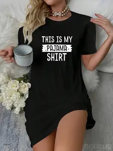 s Pajamas Shirt Funny Sleepover PJ Top Bed Casual Dress