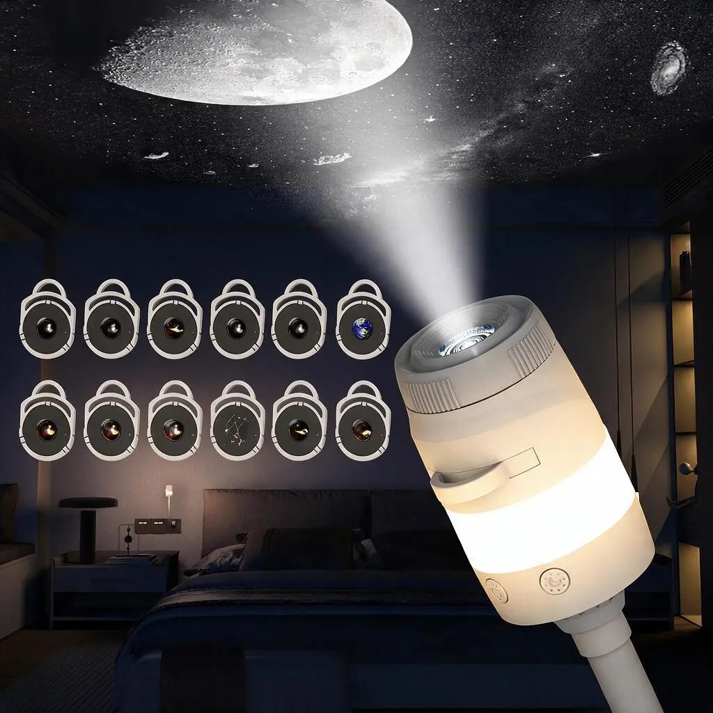 Star Light Galaxy Projector, 2-in-1 Night Light & Nebula Lamp with Multiple Slide Discs, USB Rechargeable Portable for Bedroom Kids Room Home Theater Ceiling Decor, Calming Sleep Gift for Teens Girls Boys Adults Family