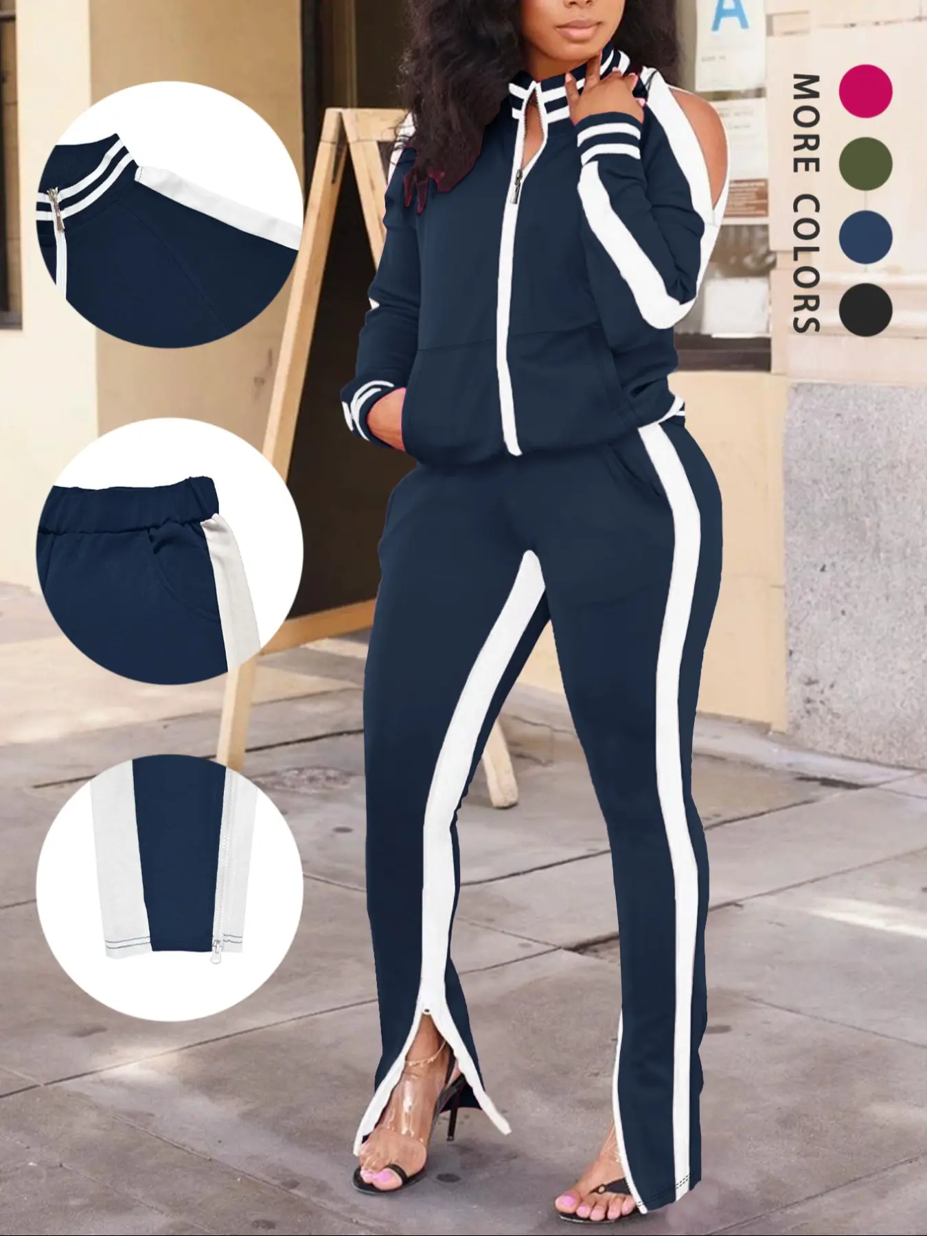 Women Casual 2 Piece Outfit Long Pant Set Casual Sporty Set Sporty Fashion Set Sweatsuits Tracksuits Sweatsuit Sets Tracksuit Matching Set Casual Sport Set