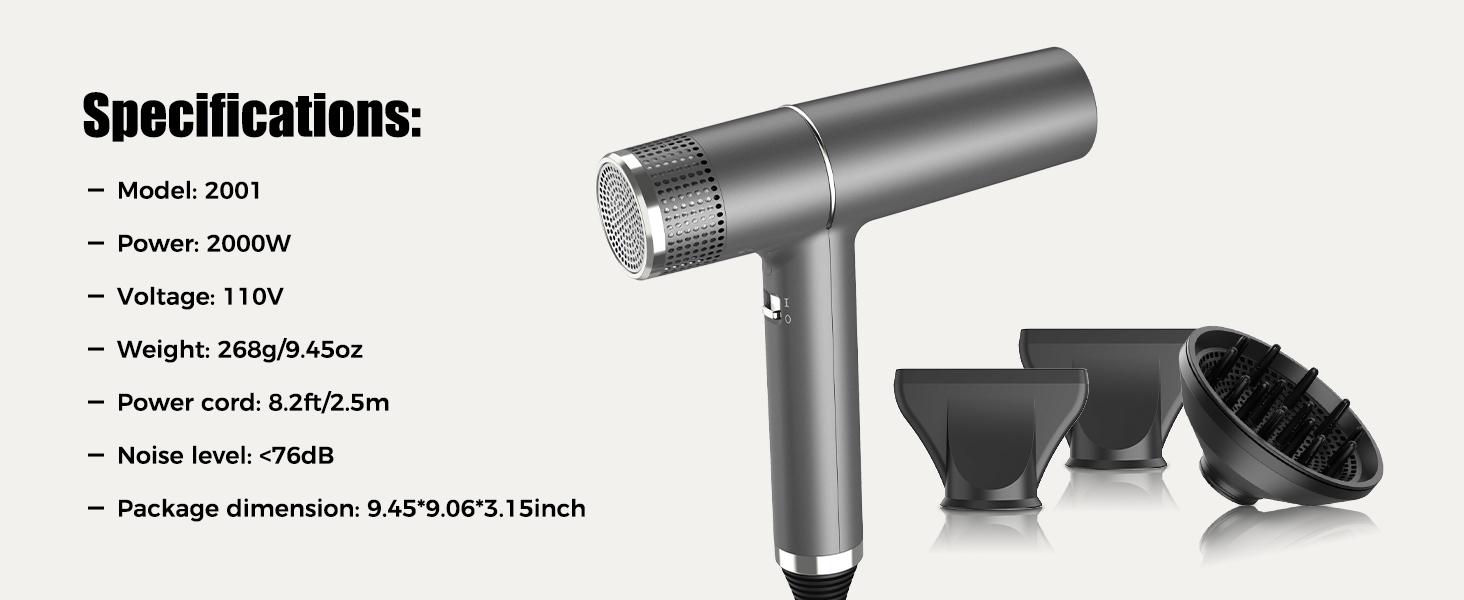 Slopehill Hair Dryer with Unique Brushless Motor | Intelligent Fault Diagnosis | Innovative Microfilter | Oxy Active Technology | Led Display (Grey) Christmas Gifts Holiday Gift