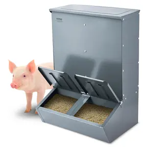 VEVOR Hog Feeder, 3.7 Bushel Capacity, Double Door Pig Feeder, Heavy Duty Steel Piglets Feeder, Multipurpose Trough Creep Feeder, Outdoor Livestock Feeder Farm Accessory for Feeding up to 8 Hogs