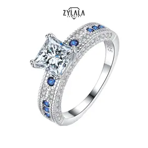 [309] 1.2Carat Synthetic Moissanite Princess Cut / Solitaire Cubic Zirconia CZ Wedding Ring Sterling 925 Silver Perfect Engagement Rings Promise Rings & Valentine's Day