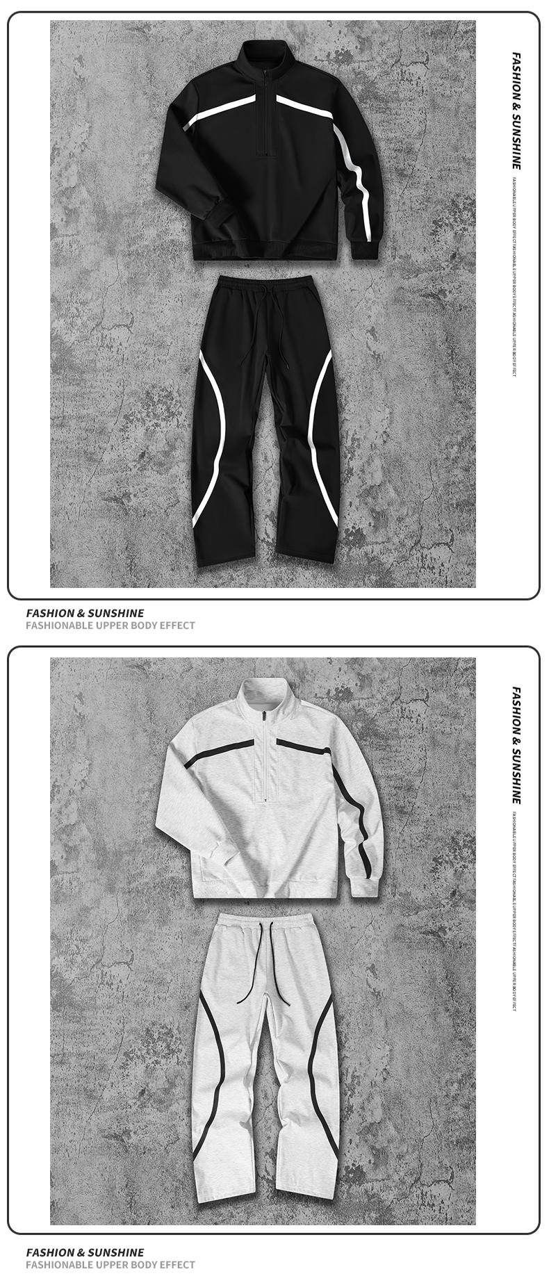 Men's Vintage Sportswear Set Black and White Patchwork Half Zip Hoodie and Joggers Trendy Unisex Casual Comfortable Skin-Friendly Loose Fit Slimming Street Style Two-Piece Outfit coat outdoor clothing windbreaker fit