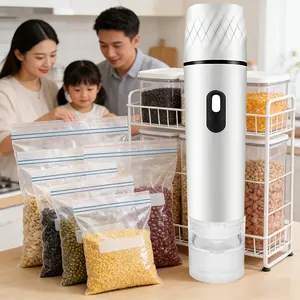 Compact Food Vacuum Sealer (Vacuum Sealer, 10 Reusable Vacuum Bags) Powerful Handheld Vacuum Sealer, Sealed Meal Storage, Portable Food Sealer