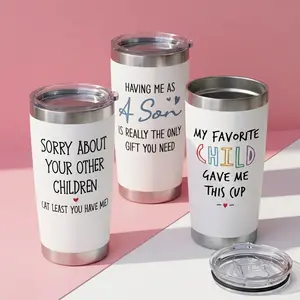Funny Favorite Child Mom Tumbler 20oz Double Wall Insulated Stainless Steel Cup Perfect Mother’s Day Gift for Mom from Son Cute Reusable Coffee Mug